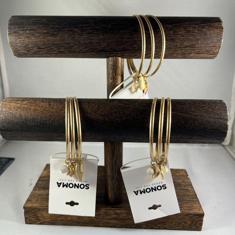 Gold-Tone Sonona Bangle Bracelets With Charms Set Of 3 - Picture 1 of 3